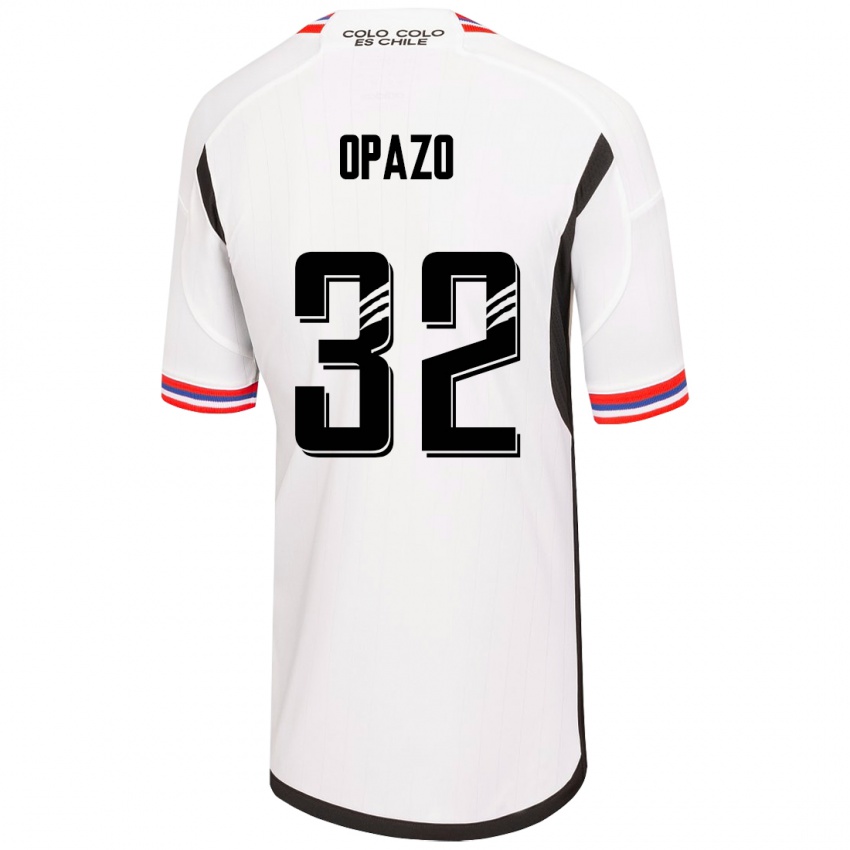 Hombre Camiseta Óscar Opazo #32 Blanco 1ª Equipación 2023/24 La Camisa Chile
