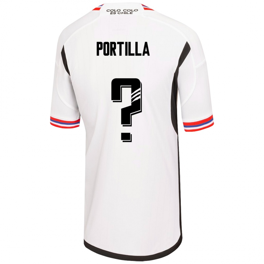Hombre Camiseta Dylan Portilla #0 Blanco 1ª Equipación 2023/24 La Camisa Chile
