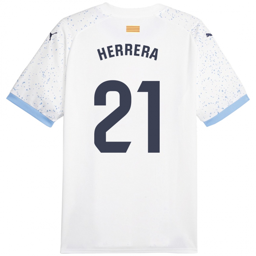Hombre Camiseta Yangel Herrera #21 Blanco 2ª Equipación 2023/24 La Camisa Chile