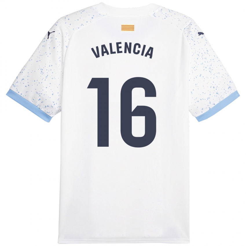 Hombre Camiseta Carla Valencia #16 Blanco 2ª Equipación 2023/24 La Camisa Chile