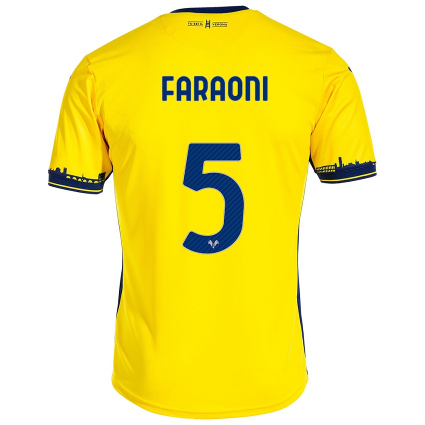 Hombre Camiseta Davide Faraoni #5 Amarillo 2ª Equipación 2023/24 La Camisa Chile