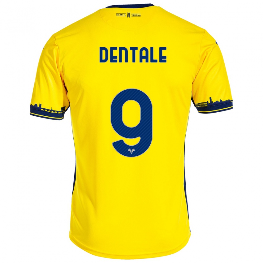 Hombre Camiseta Alessandro Dentale #9 Amarillo 2ª Equipación 2023/24 La Camisa Chile