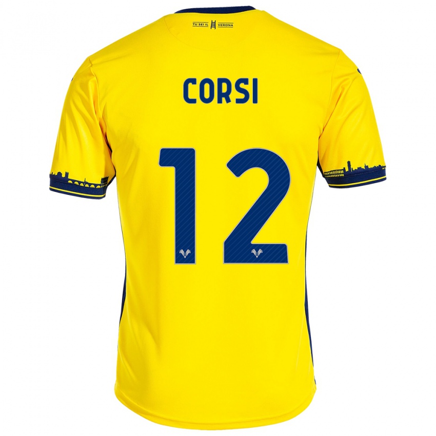 Hombre Camiseta Sara Corsi #12 Amarillo 2ª Equipación 2023/24 La Camisa Chile