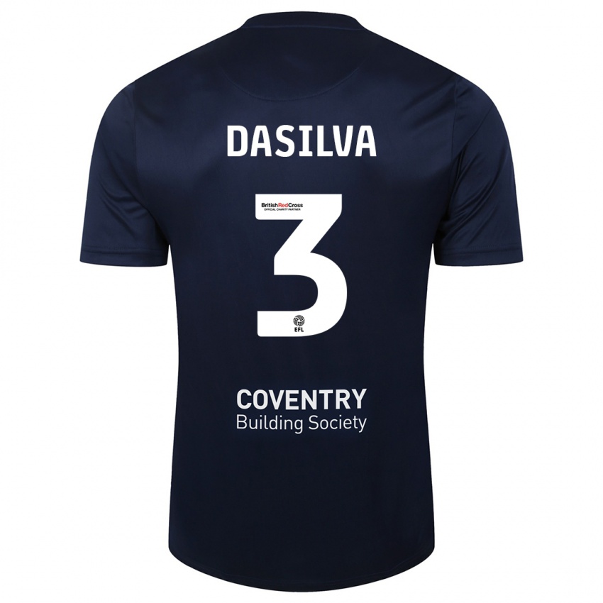 Hombre Camiseta Jay Dasilva #3 Rojo Azul Marino 2ª Equipación 2023/24 La Camisa Chile