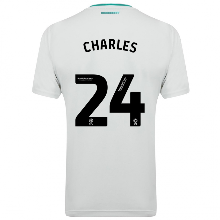 Hombre Camiseta Shea Charles #24 Blanco 2ª Equipación 2023/24 La Camisa Chile
