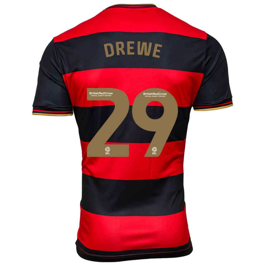 Hombre Camiseta Aaron Drewe #29 Negro Rojo 2ª Equipación 2023/24 La Camisa Chile