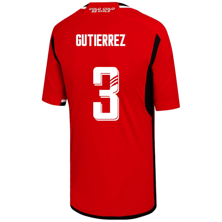 Hombre Camiseta Daniel Gutiérrez #3 Rojo 2ª Equipación 2023/24 La Camisa Chile