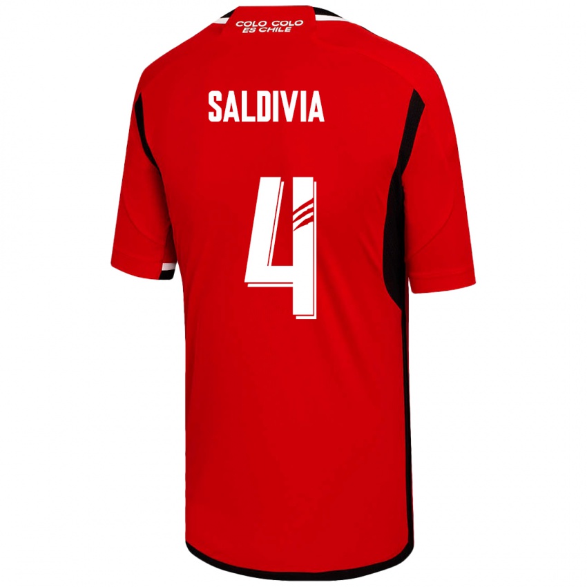 Hombre Camiseta Alan Saldivia #4 Rojo 2ª Equipación 2023/24 La Camisa Chile