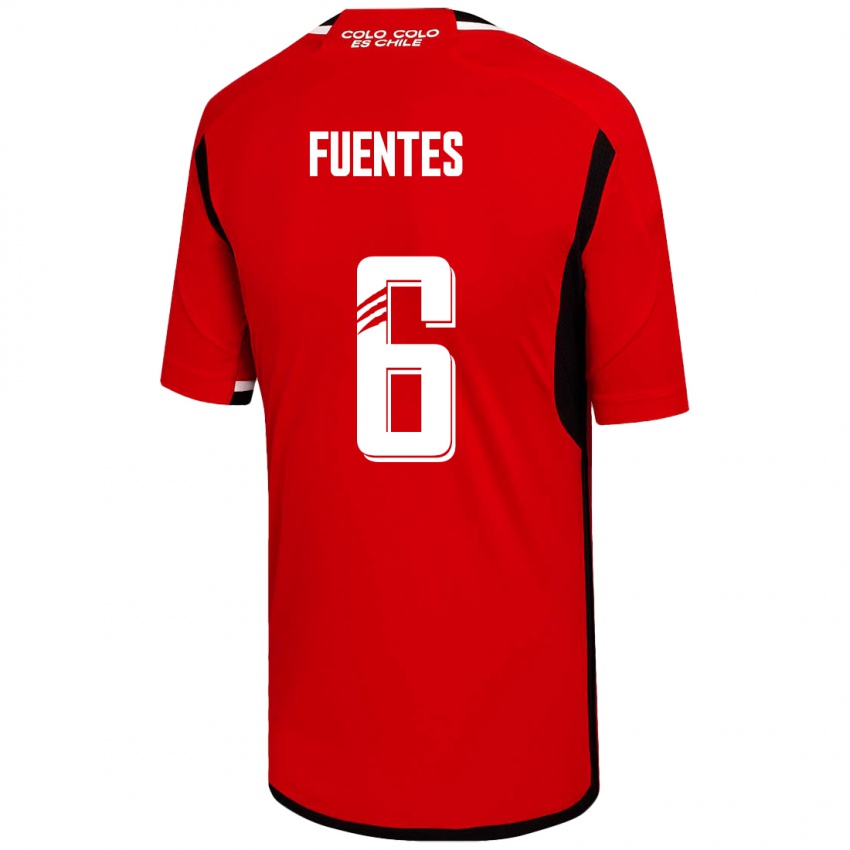 Hombre Camiseta César Fuentes #6 Rojo 2ª Equipación 2023/24 La Camisa Chile