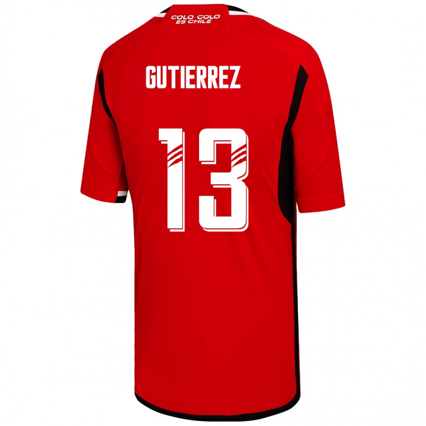 Hombre Camiseta Bruno Gutiérrez #13 Rojo 2ª Equipación 2023/24 La Camisa Chile