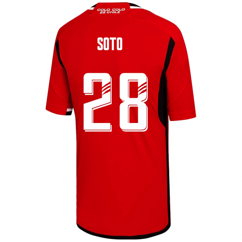 Hombre Camiseta Lucas Soto #28 Rojo 2ª Equipación 2023/24 La Camisa Chile