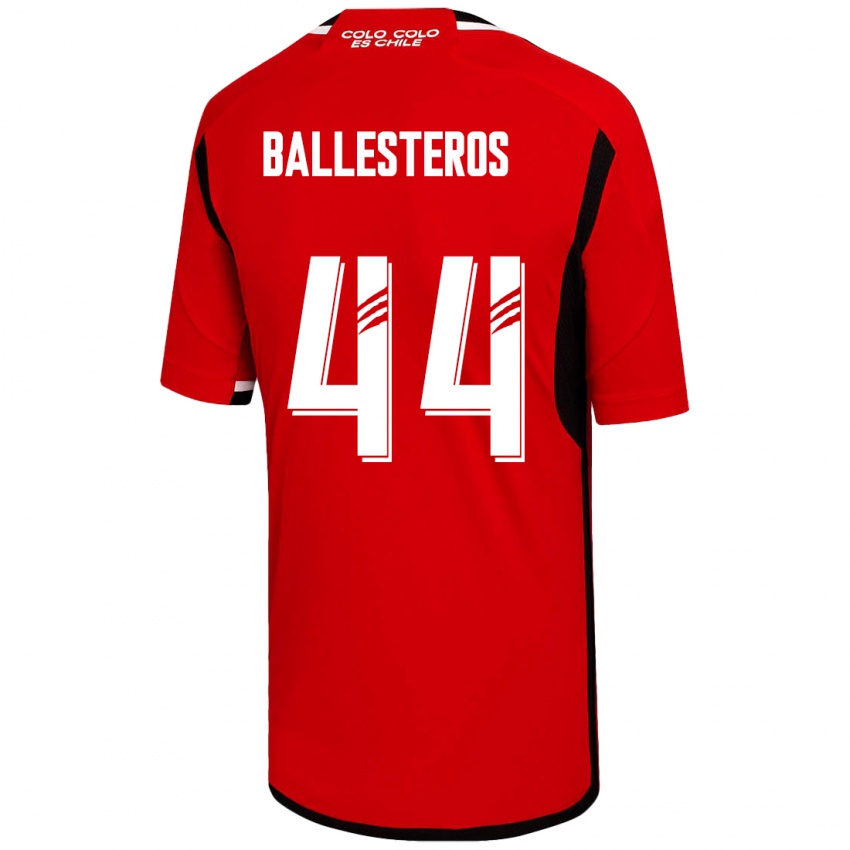 Hombre Camiseta Martín Ballesteros #44 Rojo 2ª Equipación 2023/24 La Camisa Chile