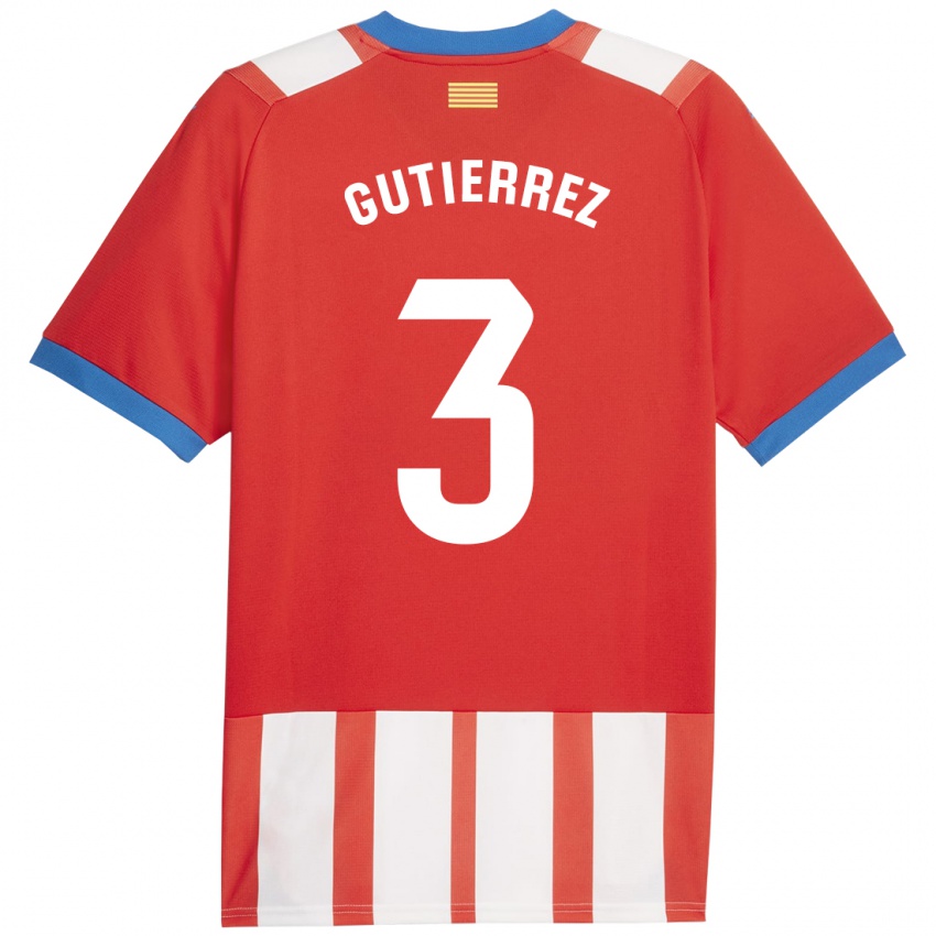 Mujer Camiseta Miguel Gutierrez #3 Rojo Blanco 1ª Equipación 2023/24 La Camisa Chile