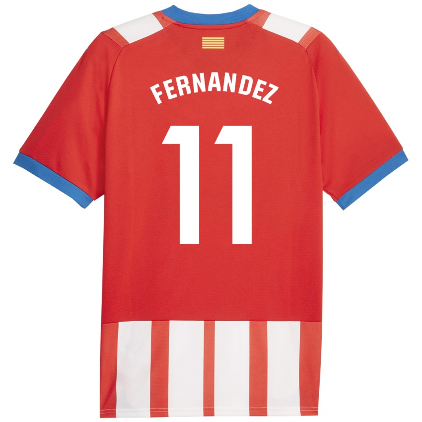 Mujer Camiseta Valery Fernández #11 Rojo Blanco 1ª Equipación 2023/24 La Camisa Chile
