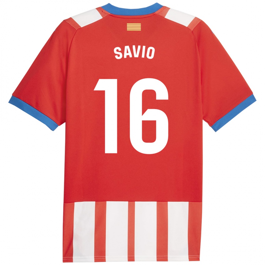 Mujer Camiseta Savio #16 Rojo Blanco 1ª Equipación 2023/24 La Camisa Chile