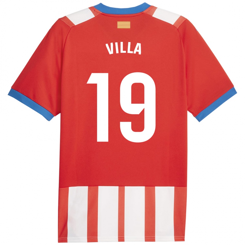 Mujer Camiseta Toni Villa #19 Rojo Blanco 1ª Equipación 2023/24 La Camisa Chile
