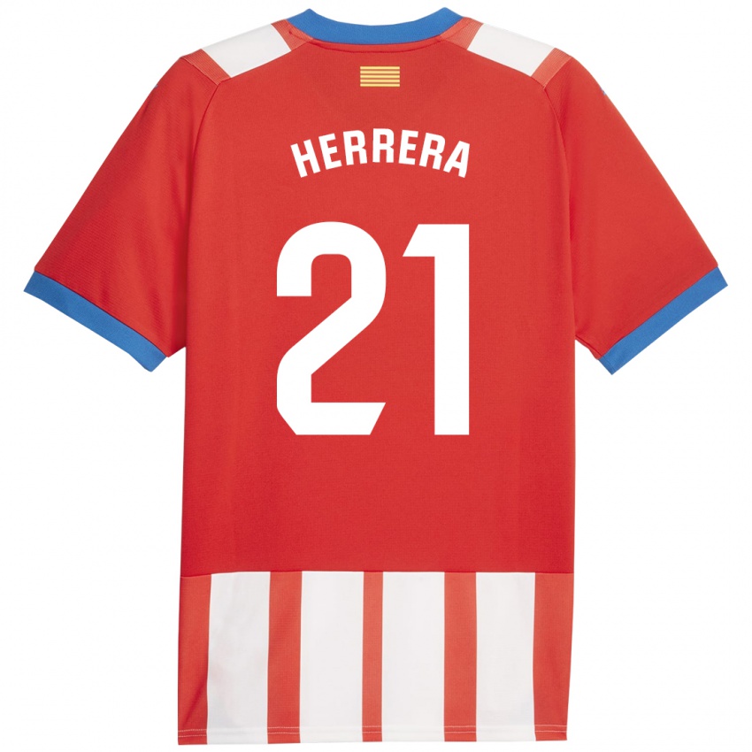 Mujer Camiseta Yangel Herrera #21 Rojo Blanco 1ª Equipación 2023/24 La Camisa Chile