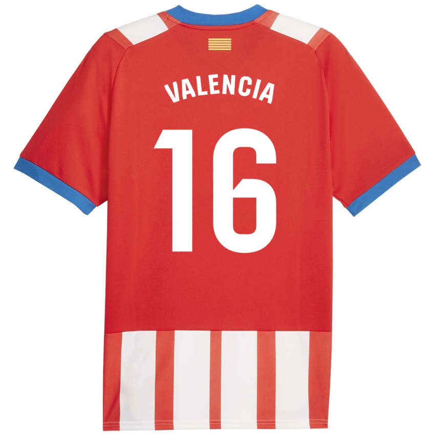 Mujer Camiseta Carla Valencia #16 Rojo Blanco 1ª Equipación 2023/24 La Camisa Chile