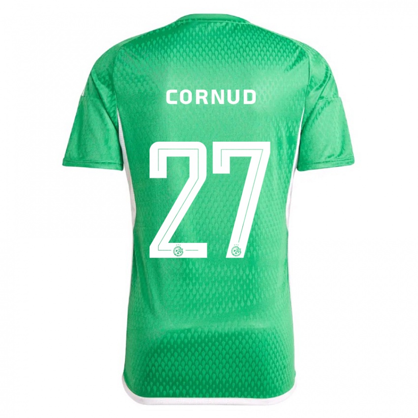 Mujer Camiseta Pierre Cornud #27 Blanco Azul 1ª Equipación 2023/24 La Camisa Chile