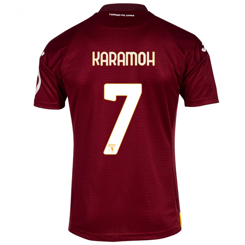 Mujer Camiseta Yann Karamoh #7 Rojo Oscuro 1ª Equipación 2023/24 La Camisa Chile