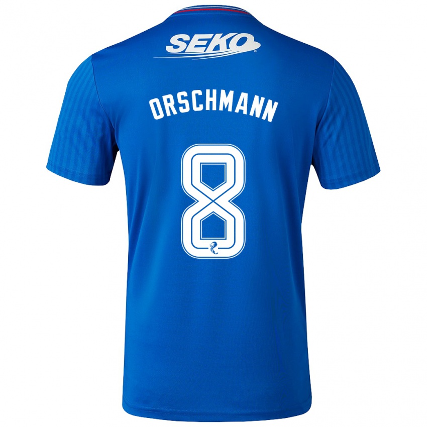 Mujer Camiseta Dina Orschmann #8 Azul 1ª Equipación 2023/24 La Camisa Chile