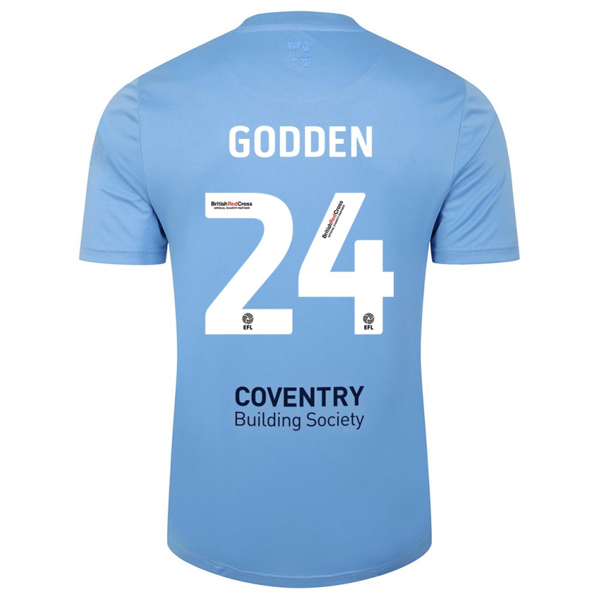Mujer Camiseta Matt Godden #24 Cielo Azul 1ª Equipación 2023/24 La Camisa Chile