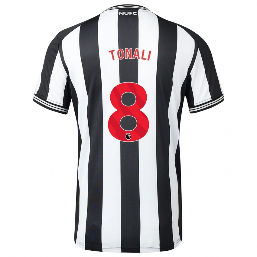 Mujer Camiseta Sandro Tonali #8 Blanco Negro 1ª Equipación 2023/24 La Camisa Chile