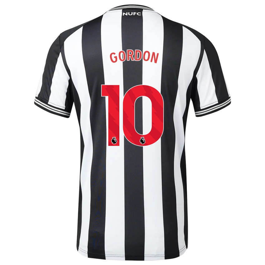 Mujer Camiseta Anthony Gordon #10 Blanco Negro 1ª Equipación 2023/24 La Camisa Chile