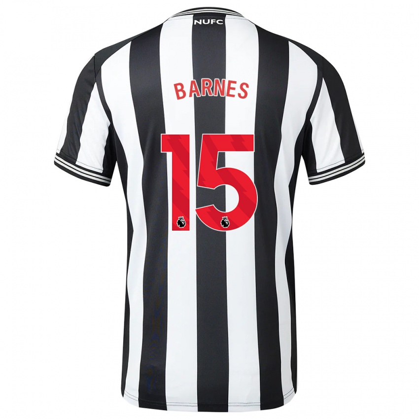 Mujer Camiseta Harvey Barnes #15 Blanco Negro 1ª Equipación 2023/24 La Camisa Chile