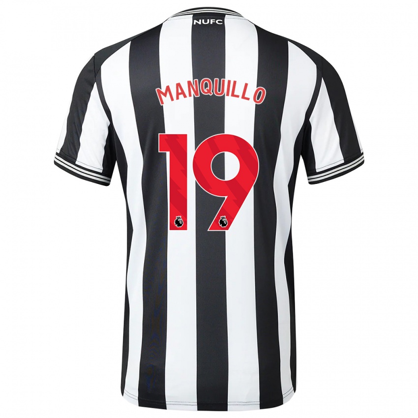 Mujer Camiseta Javier Manquillo #19 Blanco Negro 1ª Equipación 2023/24 La Camisa Chile