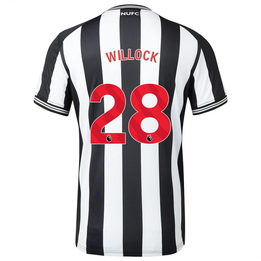 Mujer Camiseta Joe Willock #28 Blanco Negro 1ª Equipación 2023/24 La Camisa Chile