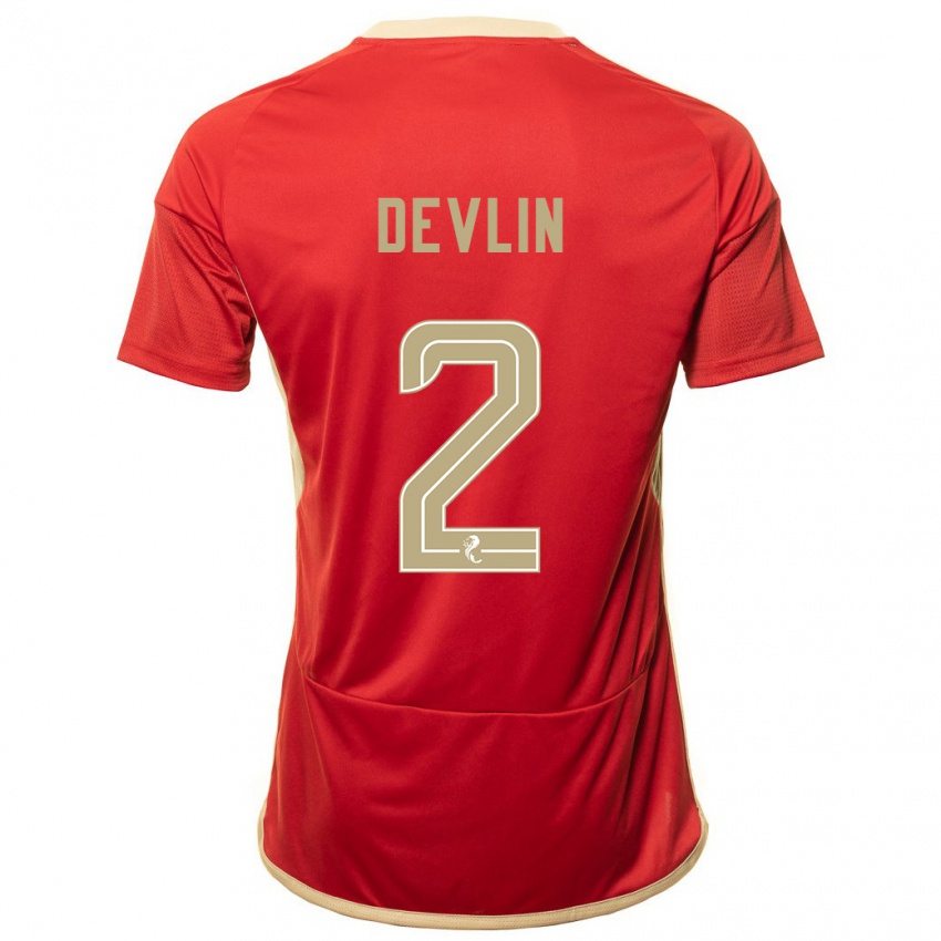 Mujer Camiseta Nicky Devlin #2 Rojo 1ª Equipación 2023/24 La Camisa Chile