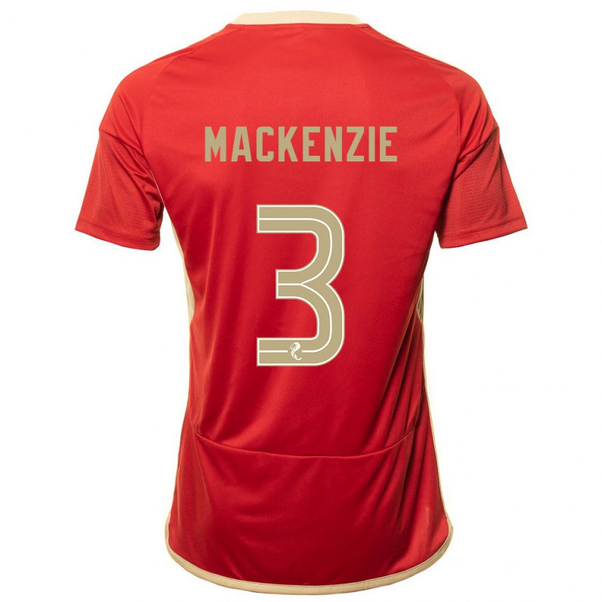 Mujer Camiseta Jack Mackenzie #3 Rojo 1ª Equipación 2023/24 La Camisa Chile