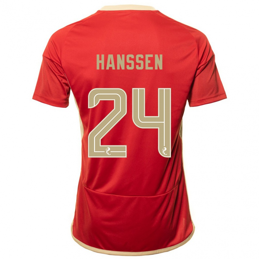Mujer Camiseta Nadine Hanssen #24 Rojo 1ª Equipación 2023/24 La Camisa Chile