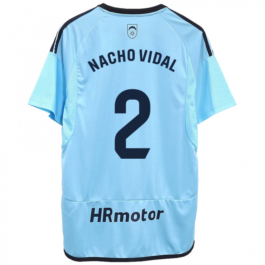 Mujer Camiseta Nacho Vidal #2 Azul 2ª Equipación 2023/24 La Camisa Chile