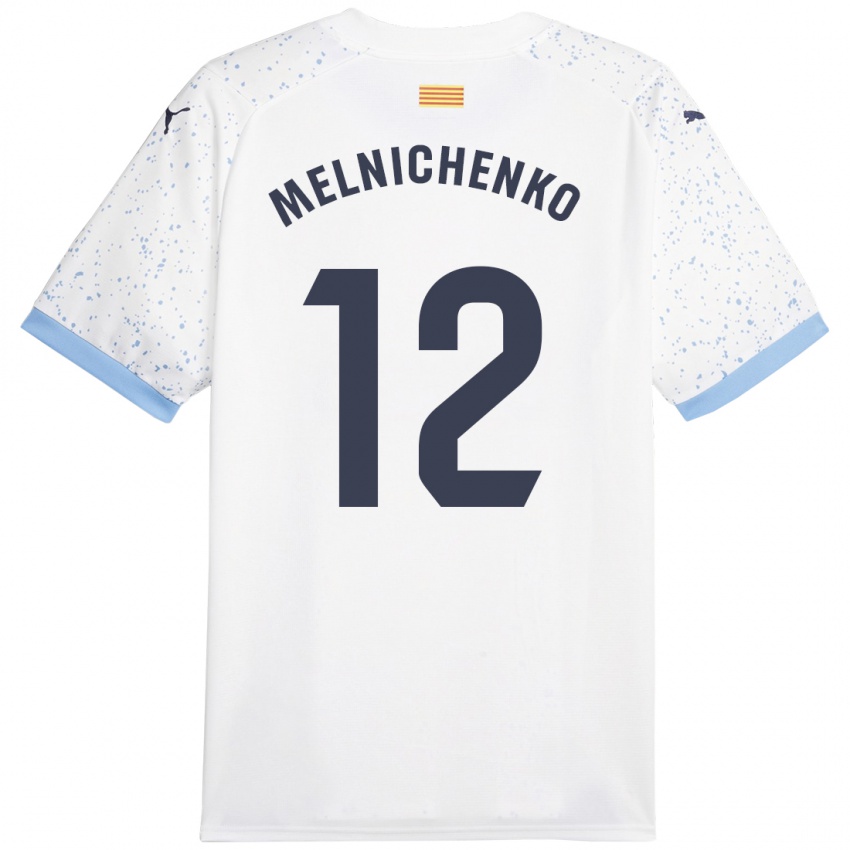 Mujer Camiseta Dmytro Melnichenko #12 Blanco 2ª Equipación 2023/24 La Camisa Chile