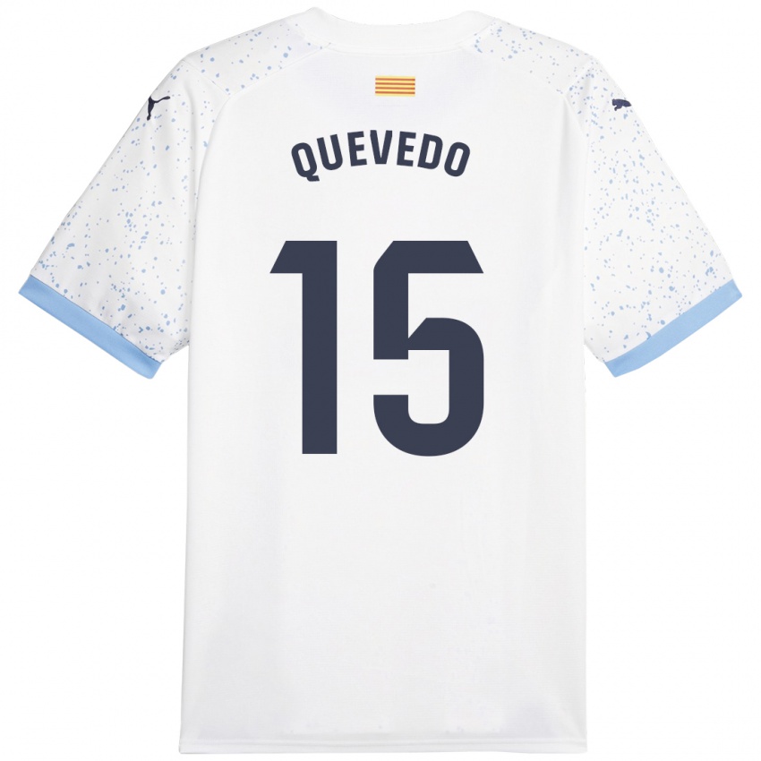 Mujer Camiseta Erik Quevedo #15 Blanco 2ª Equipación 2023/24 La Camisa Chile