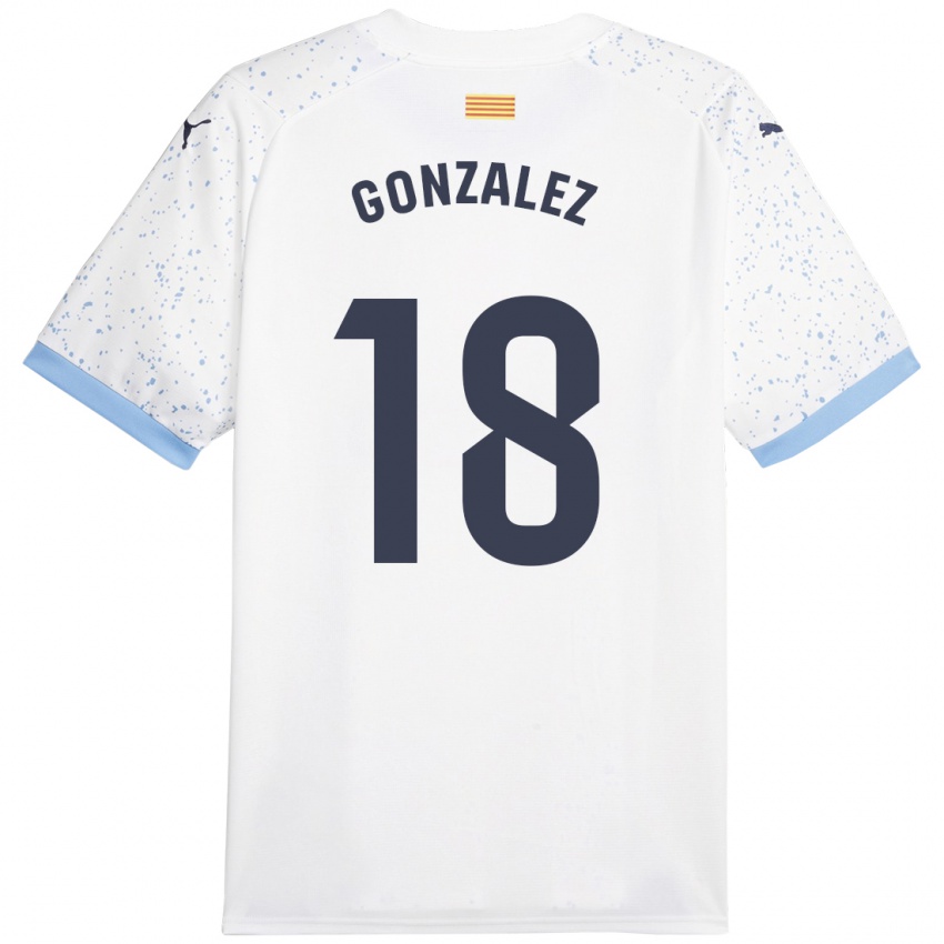 Mujer Camiseta Gerard Gonzalez #18 Blanco 2ª Equipación 2023/24 La Camisa Chile