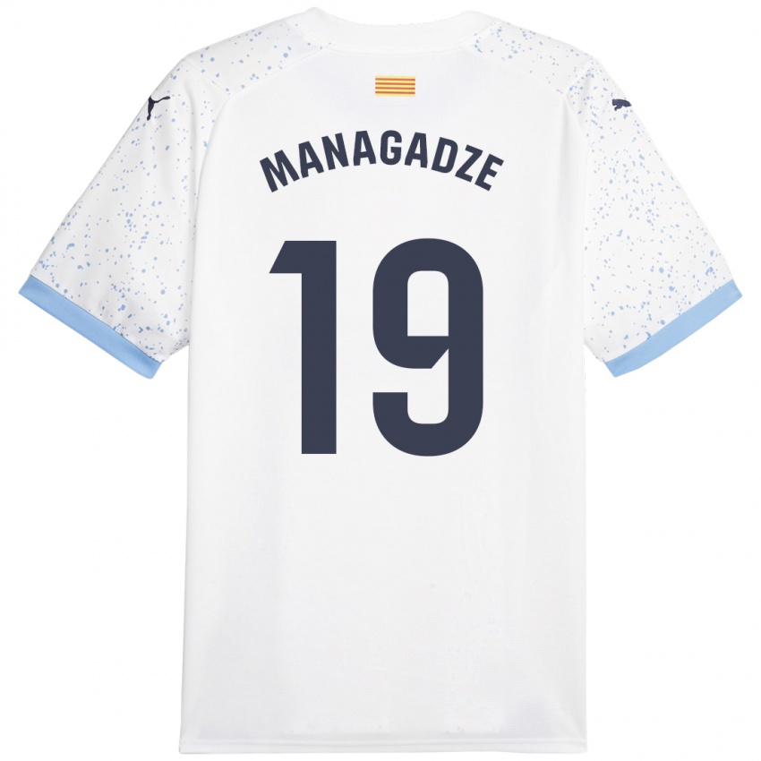 Mujer Camiseta Luka Managadze #19 Blanco 2ª Equipación 2023/24 La Camisa Chile