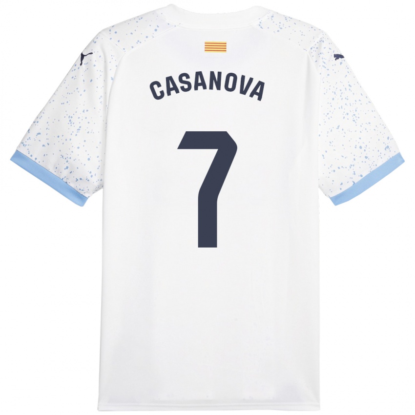Mujer Camiseta Àstrid Casanova #7 Blanco 2ª Equipación 2023/24 La Camisa Chile