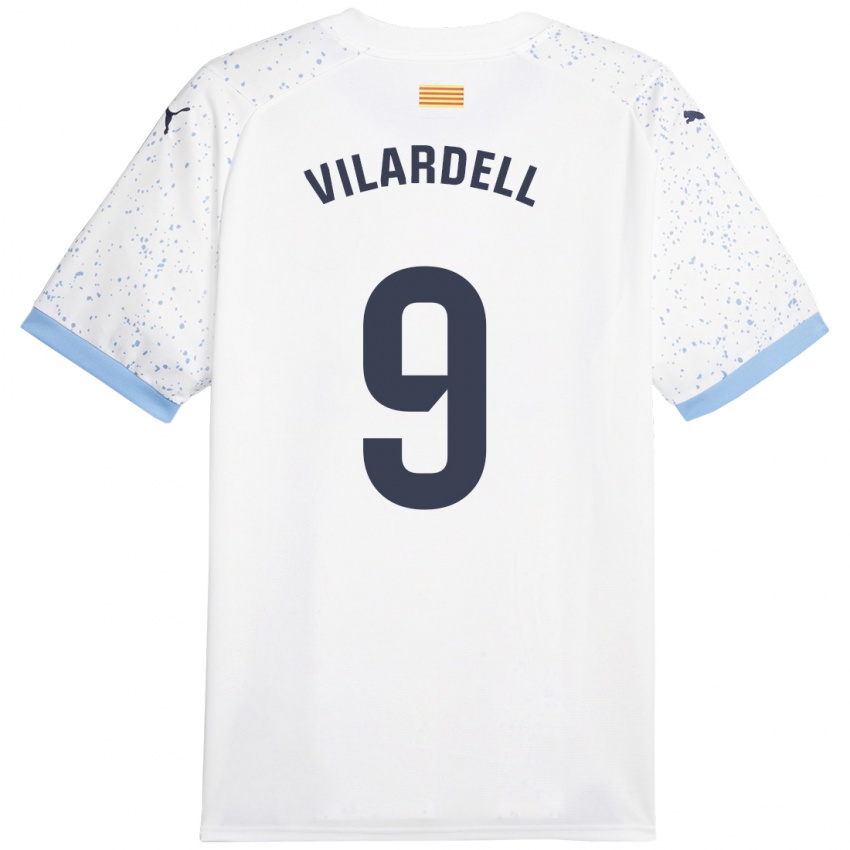 Mujer Camiseta Júlia Vilardell #9 Blanco 2ª Equipación 2023/24 La Camisa Chile