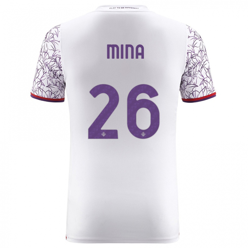 Mujer Camiseta Yerry Mina #26 Blanco 2ª Equipación 2023/24 La Camisa Chile