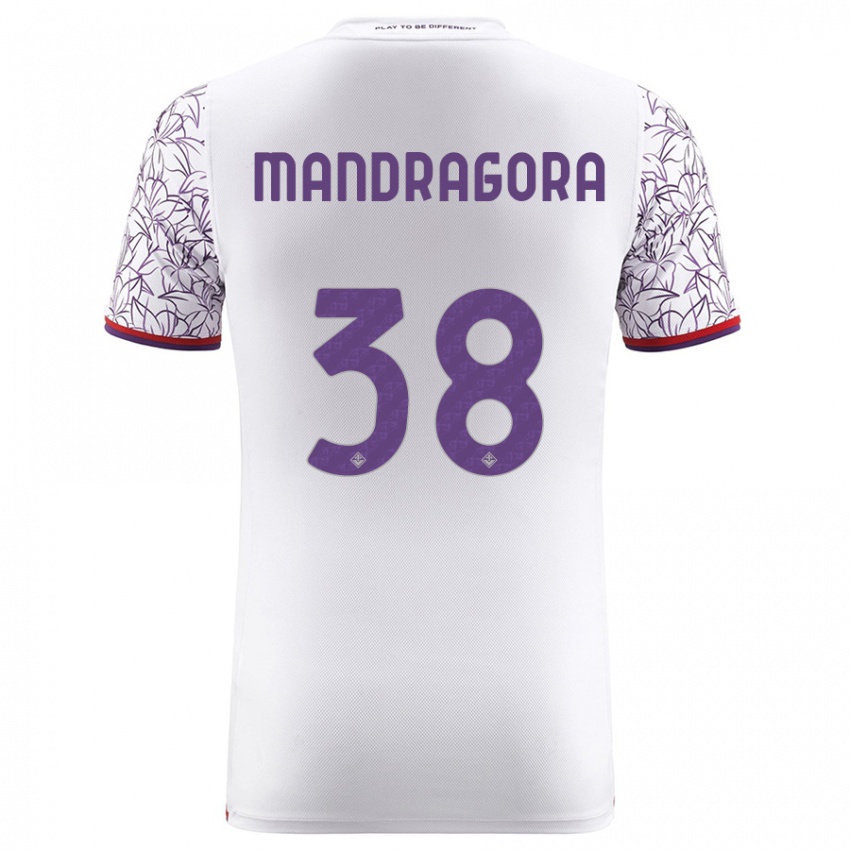 Mujer Camiseta Rolando Mandragora #38 Blanco 2ª Equipación 2023/24 La Camisa Chile