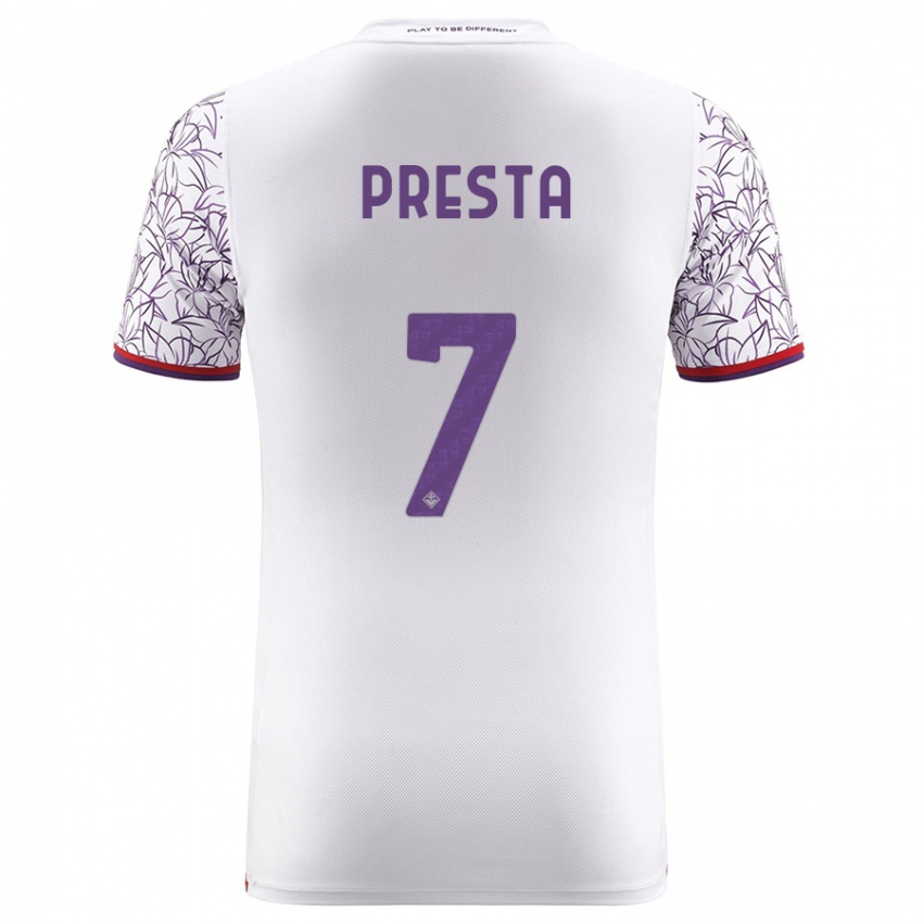 Mujer Camiseta Francesco Presta #7 Blanco 2ª Equipación 2023/24 La Camisa Chile