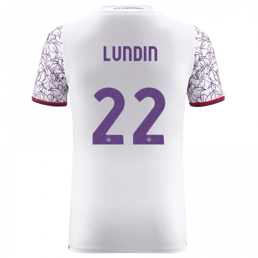 Mujer Camiseta Karin Lundin #22 Blanco 2ª Equipación 2023/24 La Camisa Chile