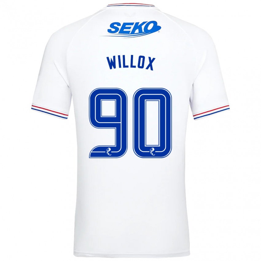 Mujer Camiseta Kieron Willox #90 Blanco 2ª Equipación 2023/24 La Camisa Chile