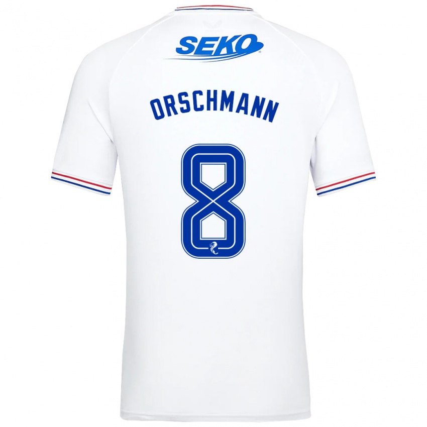 Mujer Camiseta Dina Orschmann #8 Blanco 2ª Equipación 2023/24 La Camisa Chile