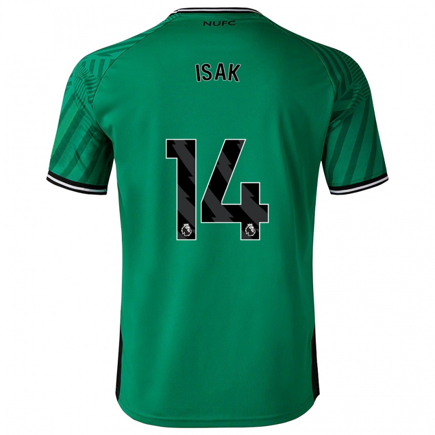 Mujer Camiseta Alexander Isak #14 Verde 2ª Equipación 2023/24 La Camisa Chile