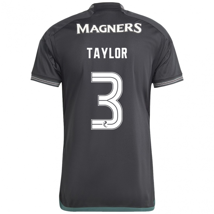 Mujer Camiseta Greg Taylor #3 Negro 2ª Equipación 2023/24 La Camisa Chile