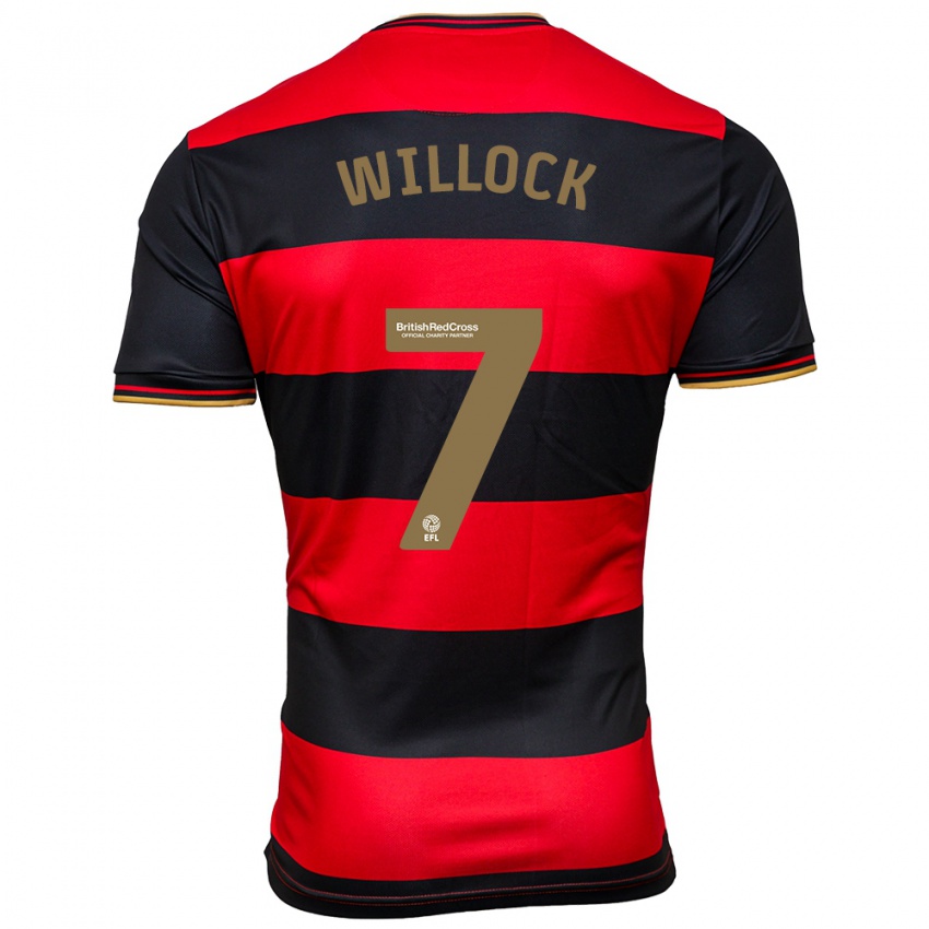 Mujer Camiseta Chris Willock #7 Negro Rojo 2ª Equipación 2023/24 La Camisa Chile
